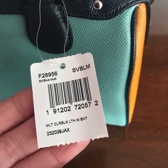 Coach BLUE MULTI Colorblock Leather MINI BENNETT & Wallet NWT - Picture 15 of 16